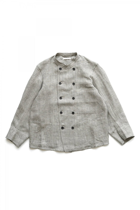 OLD JOE - STAND COLLAR MECHANIC JACKET - HERRINGBONE LINEN