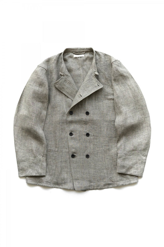 OLD JOE - STAND COLLAR MECHANIC JACKET - HERRINGBONE LINEN