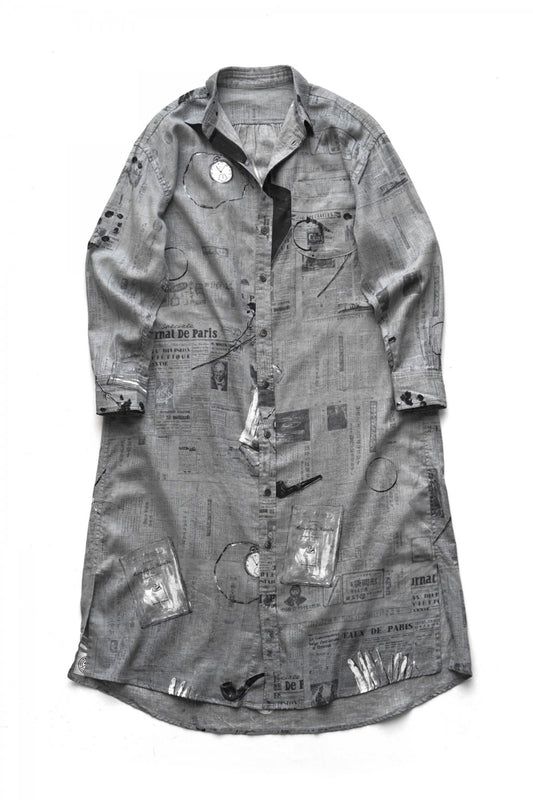 Porter Classic - MONSIEUR KURATA COTTON LINEN LONG SHIRT - GRAY