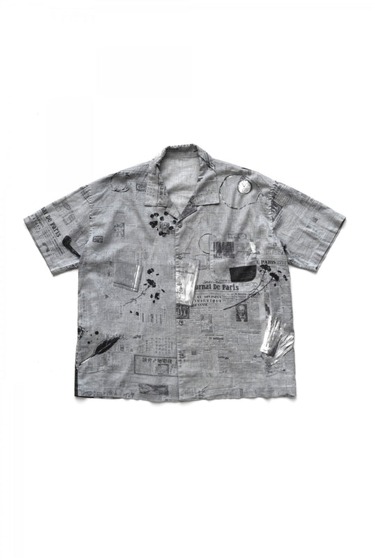 Porter Classic - MONSIEUR KURATA COTTON LINEN SHORT SLEEVE SHIRT - GRAY