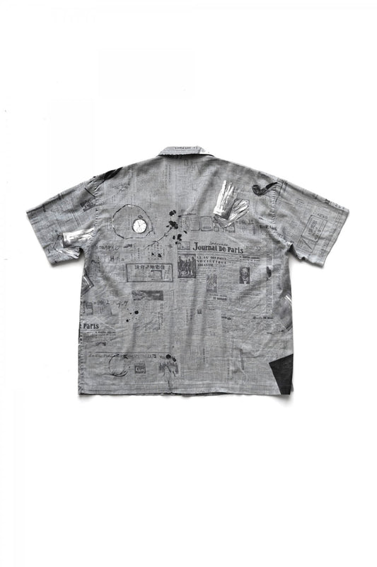 Porter Classic - MONSIEUR KURATA COTTON LINEN SHORT SLEEVE SHIRT - GRAY