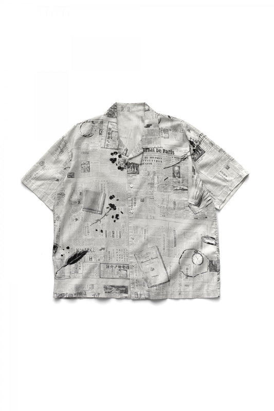 Porter Classic - MONSIEUR KURATA COTTON LINEN SHORT SLEEVE SHIRT - WHITE