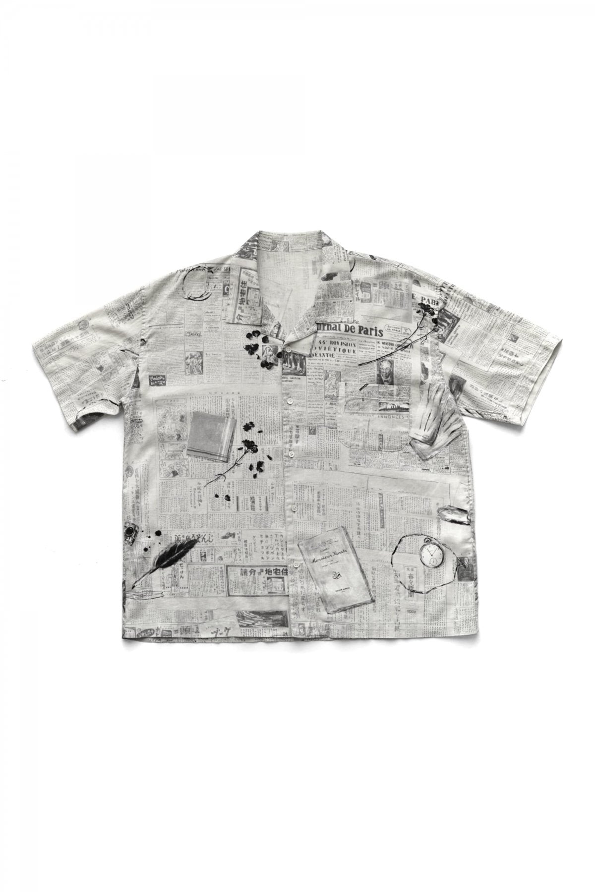 Porter Classic - MONSIEUR KURATA COTTON LINEN SHORT SLEEVE SHIRT - WHITE