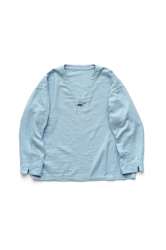 Porter Classic - GAUZE V-NECK SHIRT - BLUE