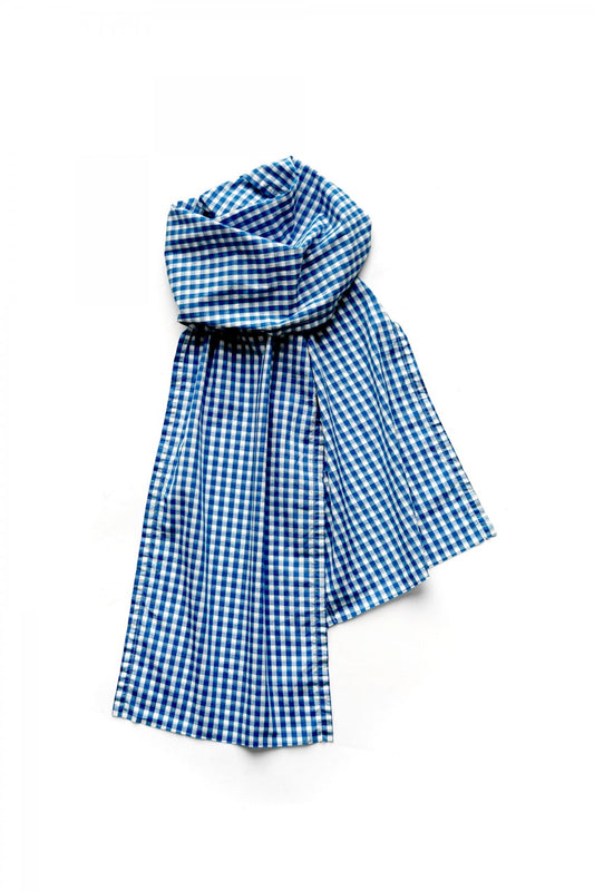 Porter Classic - GINGHAM CHECK STOLE - BLUE