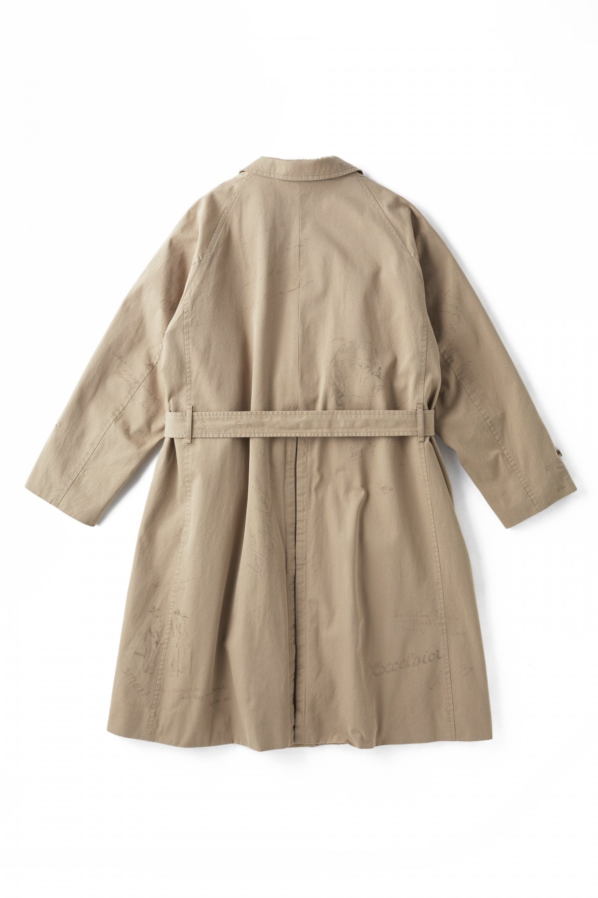 OLD JOE - BELTED WAIST DUSTER COAT - DRAWING - SAND