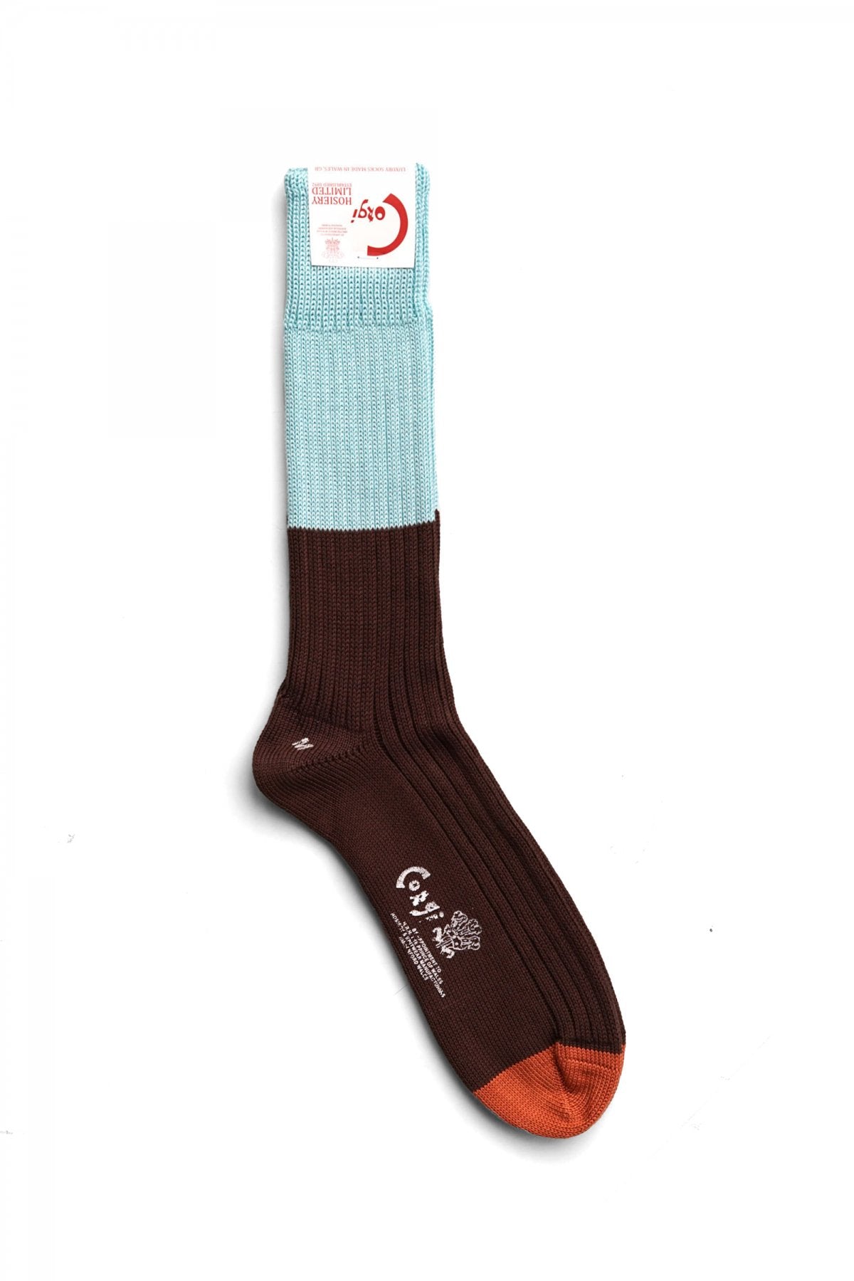 CORGI - BLOCK SOCKS - LT BLUE×BROWN