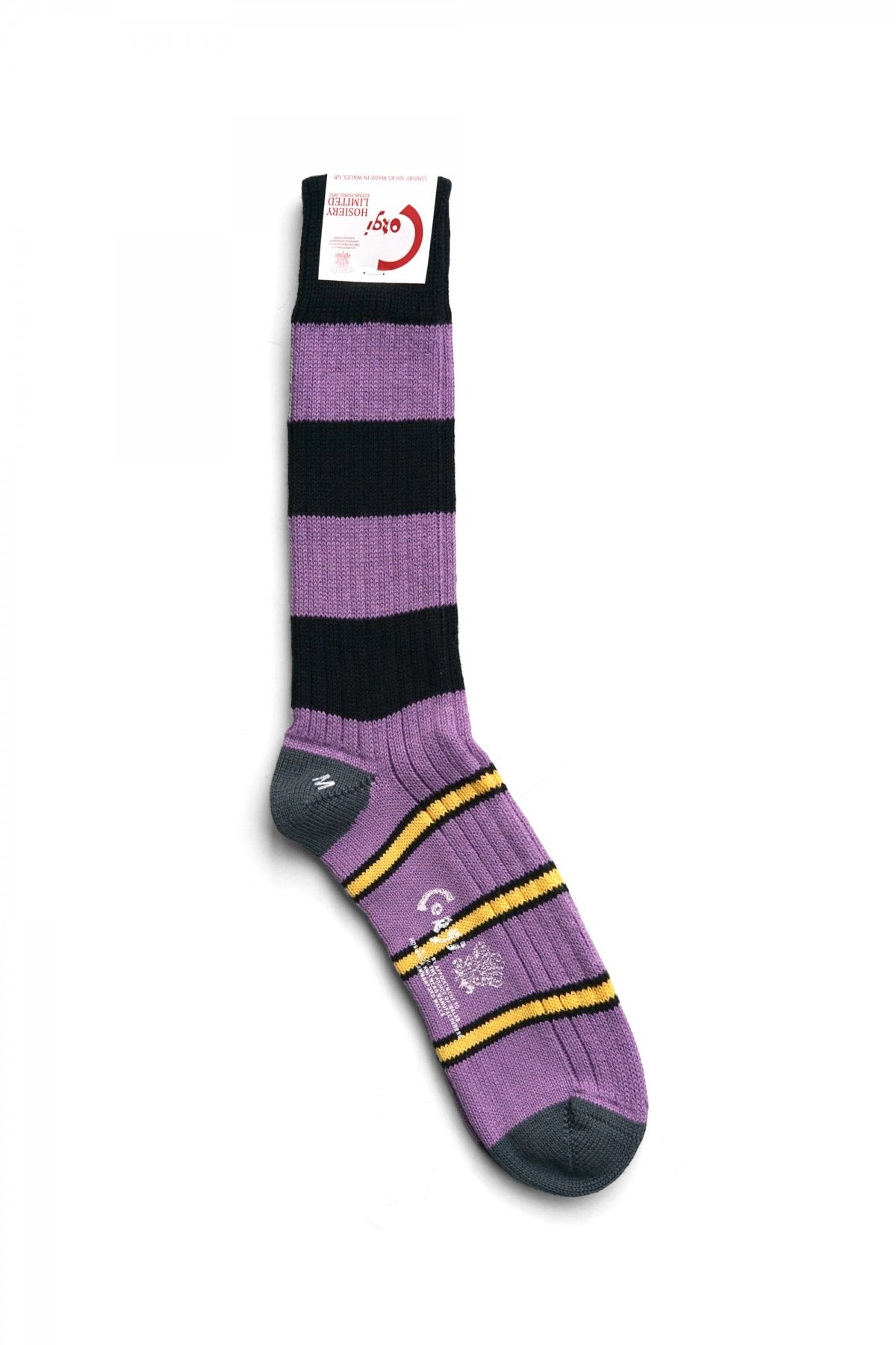 CORGI - CONTRAST STRIPE SOCKS - BLACK×PURPLE