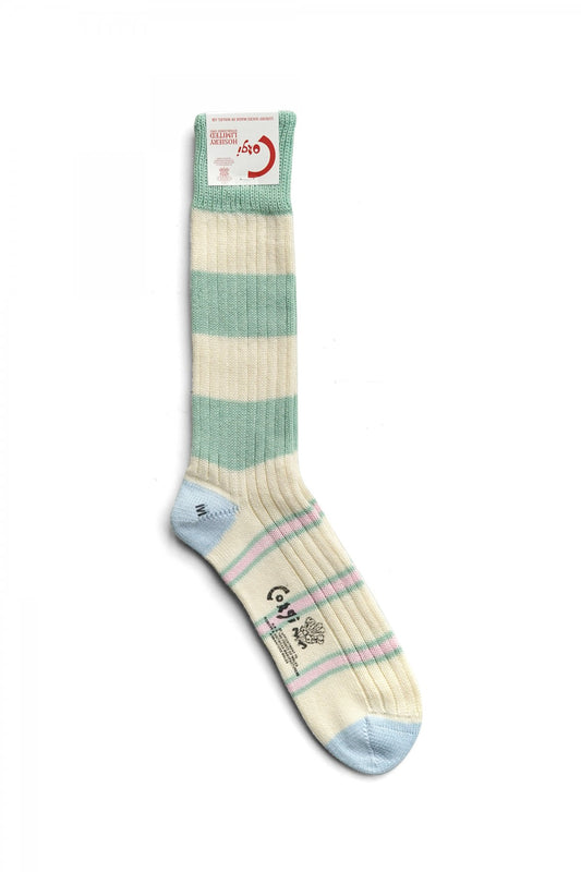 CORGI - CONTRAST STRIPE SOCKS - MINT×CREAM