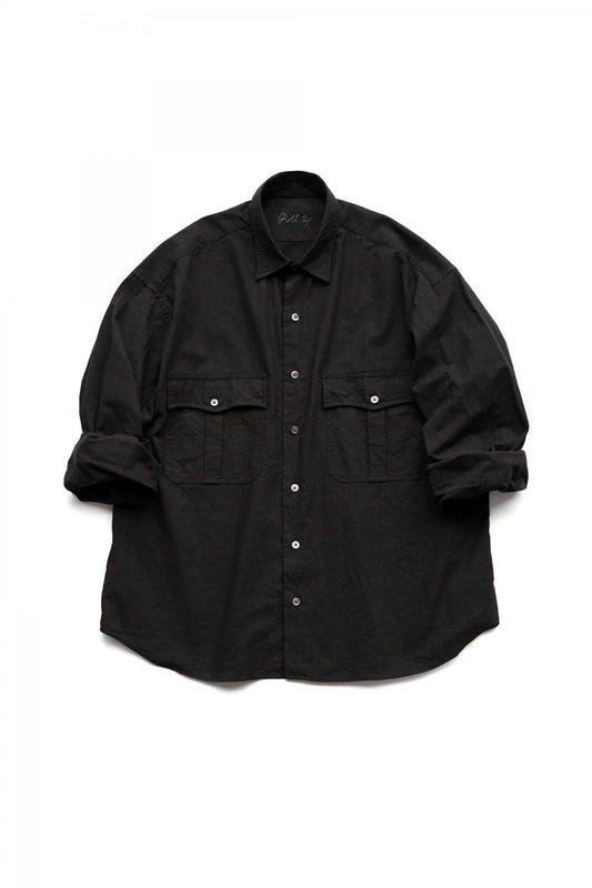 Porter Classic - ROLL UP VINTAGE COTTON SHIRT - BLACK