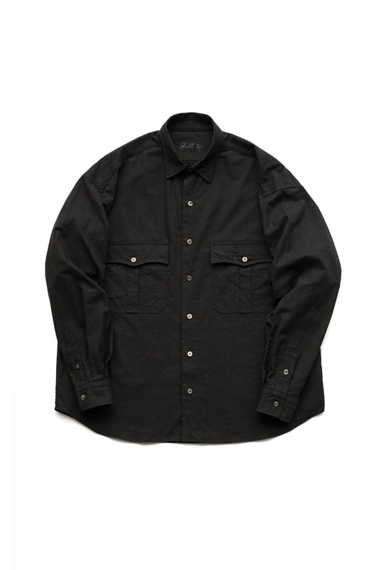 Porter Classic - ROLL UP VINTAGE COTTON SHIRT - BLACK