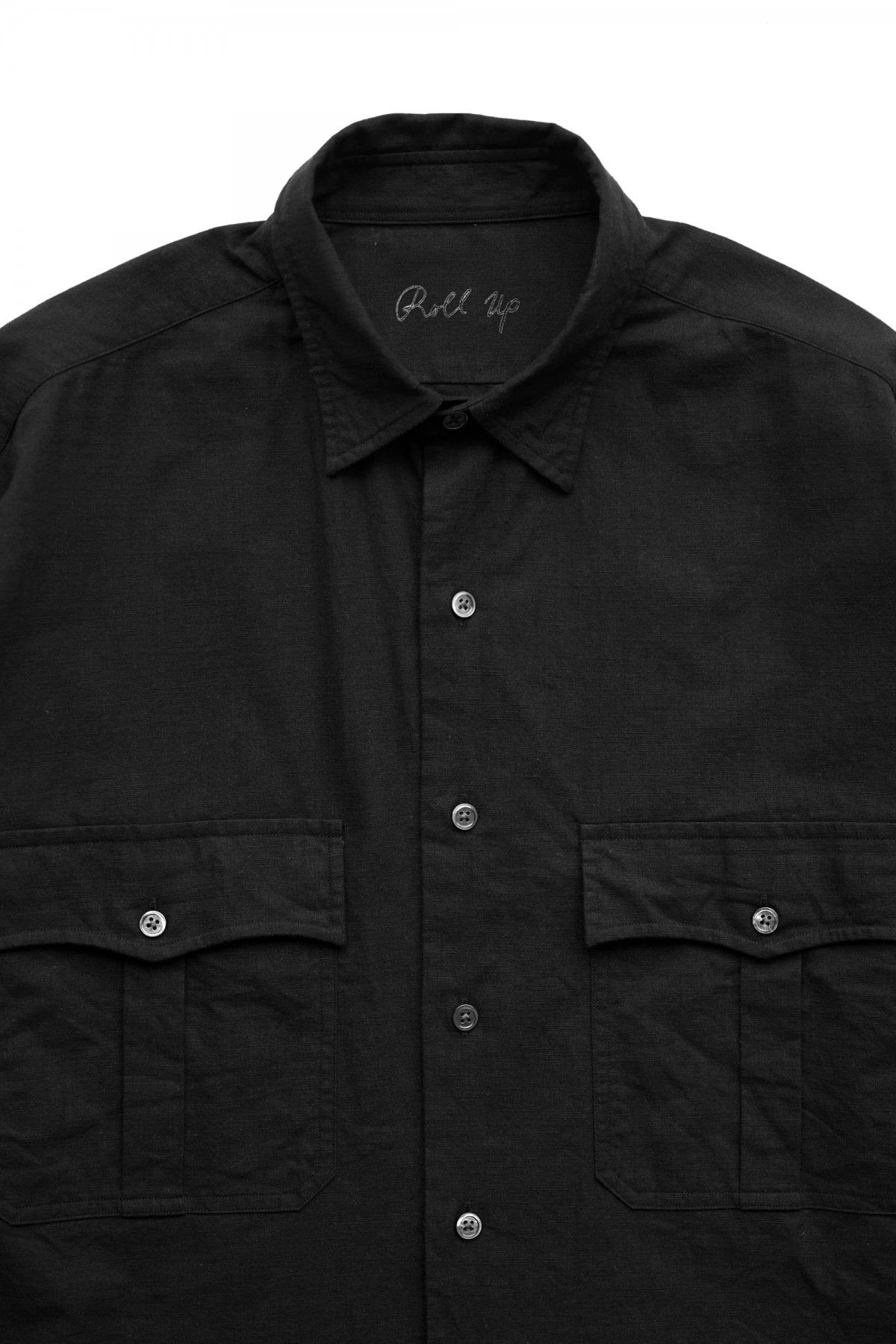 Porter Classic - ROLL UP VINTAGE COTTON SHIRT - BLACK