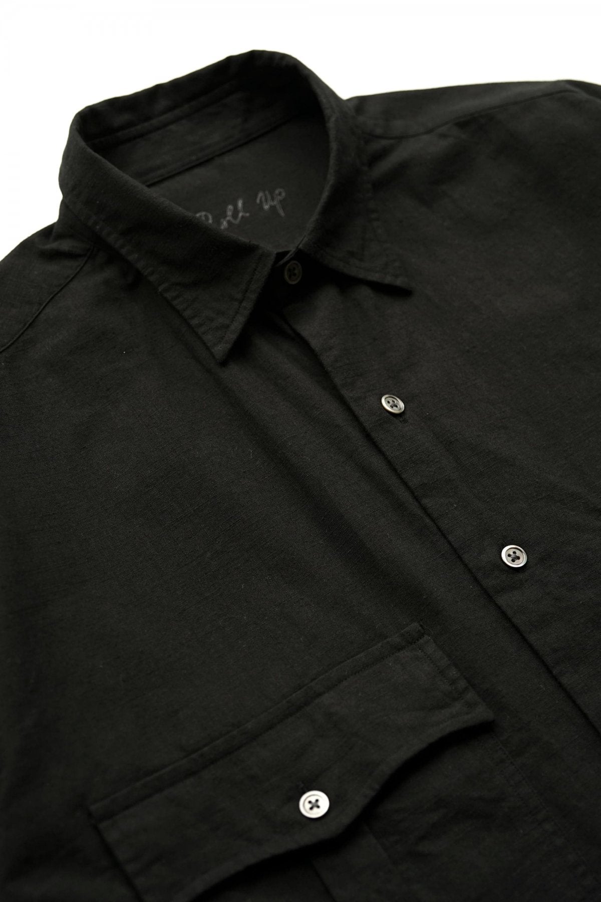 Porter Classic - ROLL UP VINTAGE COTTON SHIRT - BLACK