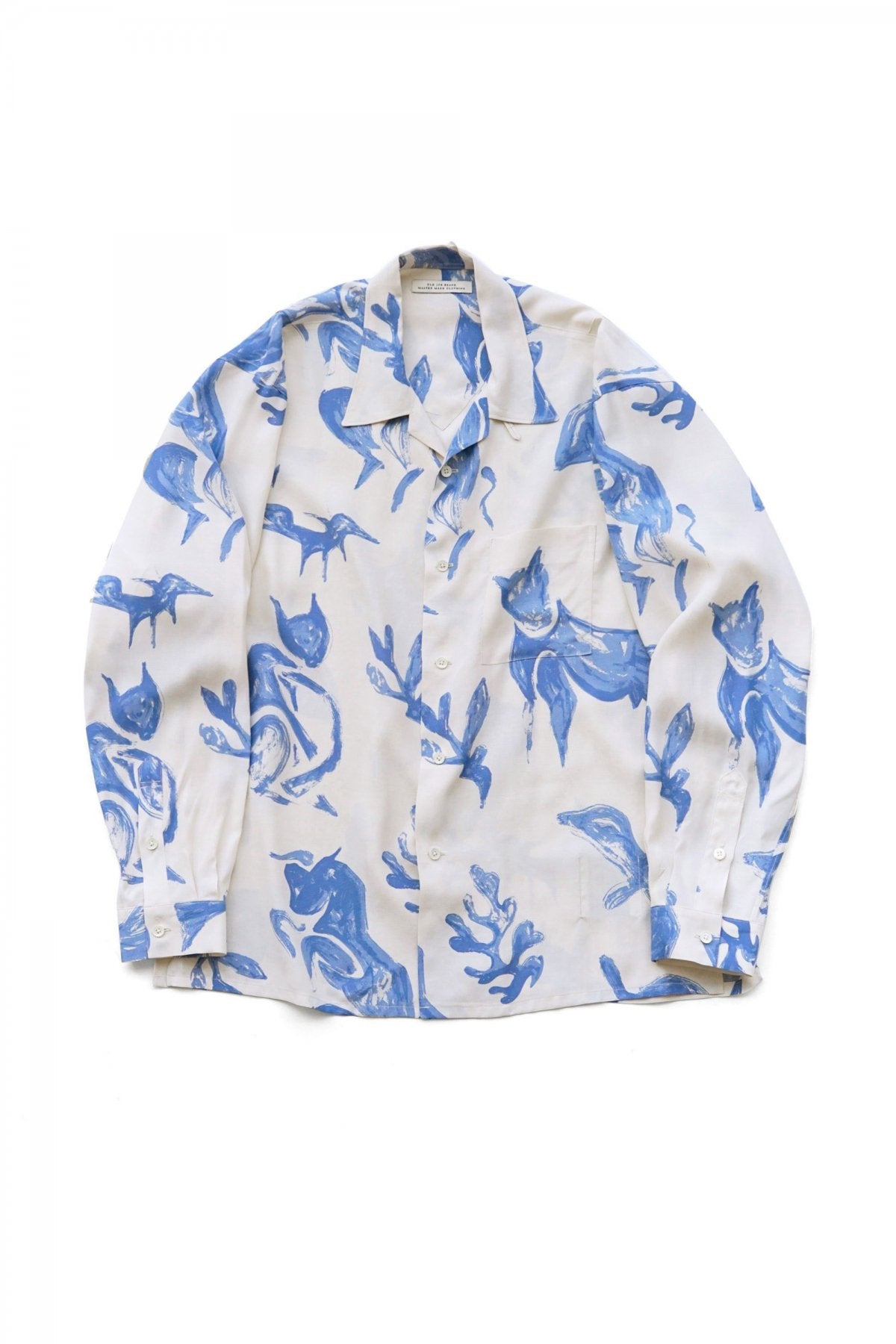 OLD JOE - ORIGINAL PRINTED OPEN COLLAR SHIRTS - DRAWING L/S - NATURAL