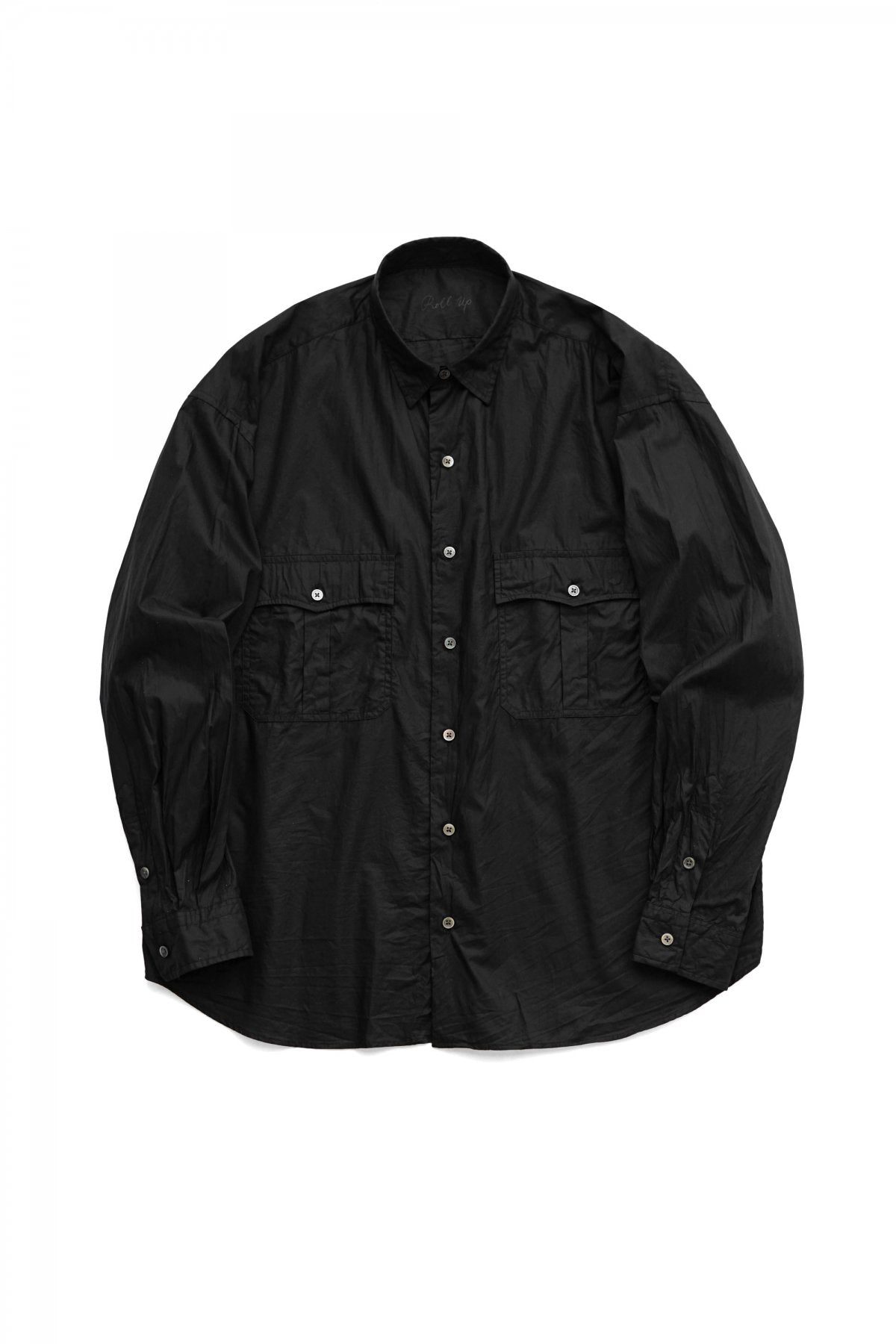 Porter Classic - ROLL UP MICRO TWILL SHIRT(ALUMO FABRIC) - BLACK