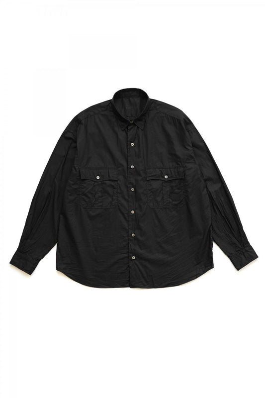 Porter Classic - ROLL UP MICRO TWILL SHIRT(ALUMO FABRIC) - BLACK