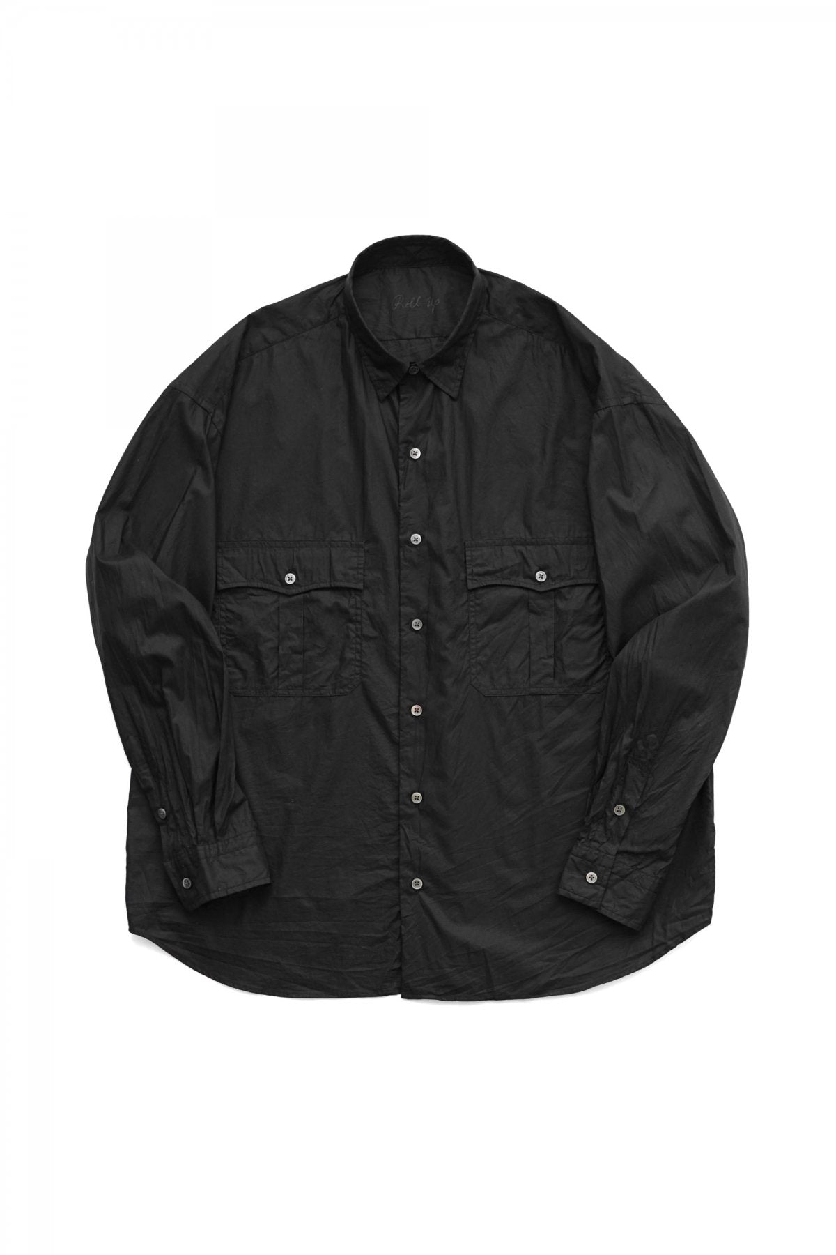 Porter Classic - ROLL UP MICRO TWILL SHIRT(ALUMO FABRIC) - BLACK