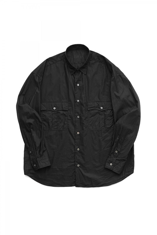 Porter Classic - ROLL UP MICRO TWILL SHIRT(ALUMO FABRIC) - BLACK