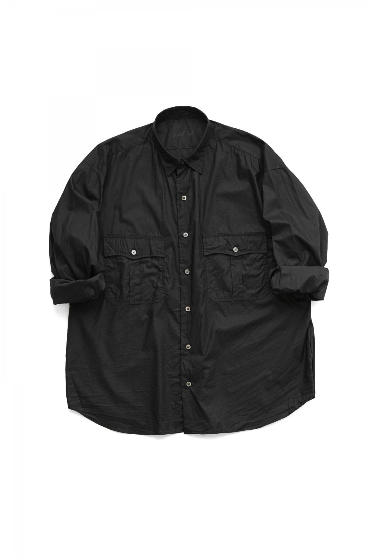 Porter Classic - ROLL UP MICRO TWILL SHIRT(ALUMO FABRIC) - BLACK