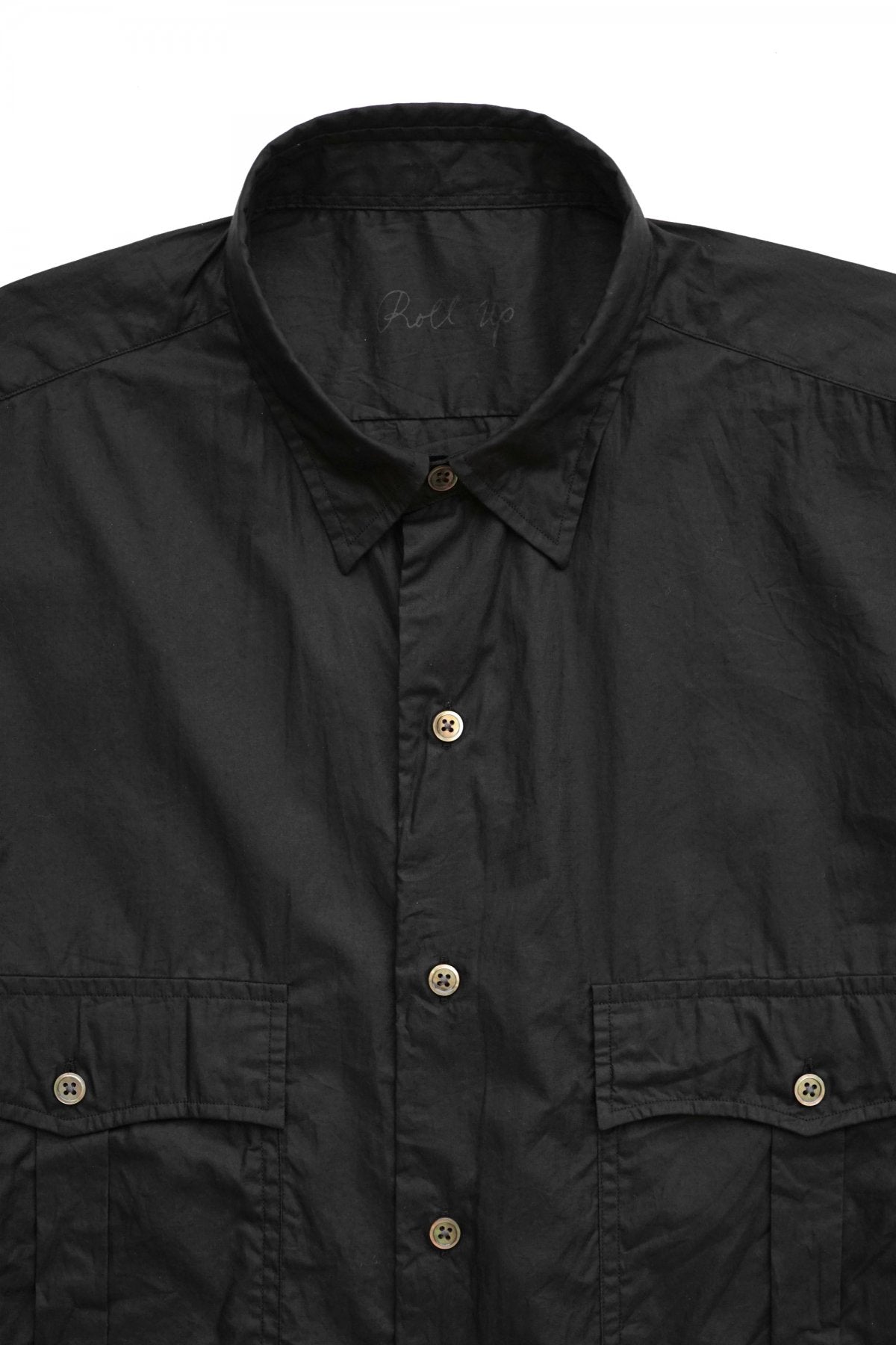 Porter Classic - ROLL UP MICRO TWILL SHIRT(ALUMO FABRIC) - BLACK