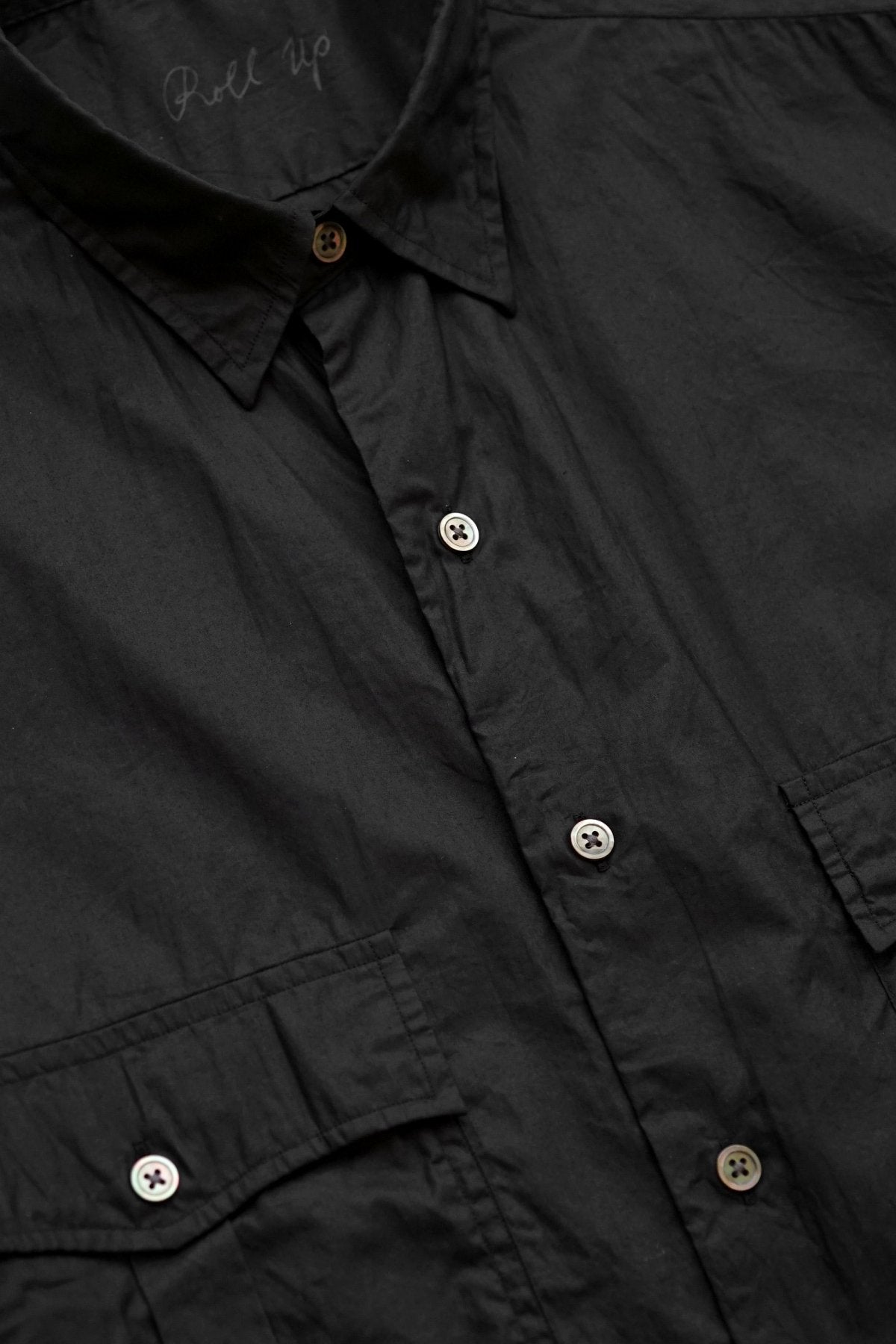 Porter Classic - ROLL UP MICRO TWILL SHIRT(ALUMO FABRIC) - BLACK