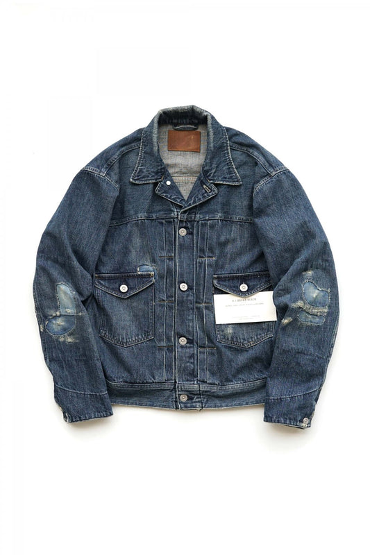 OLD JOE - OPEN COLLAR RANCH JACKET SCAR FACE - FADE INDIGO