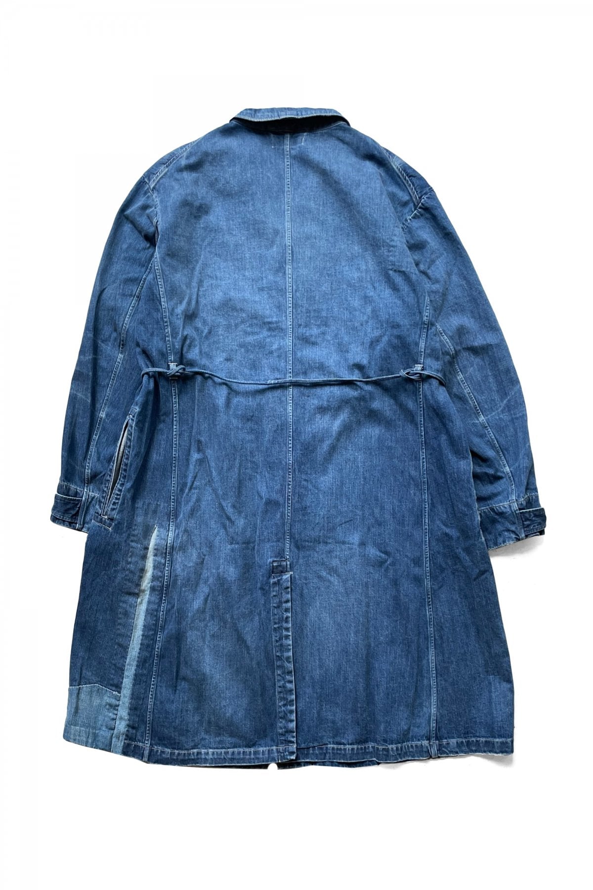 OLD JOE - ROPED WAIST ATELIER COAT - SCAR FACE FADE INDIGO