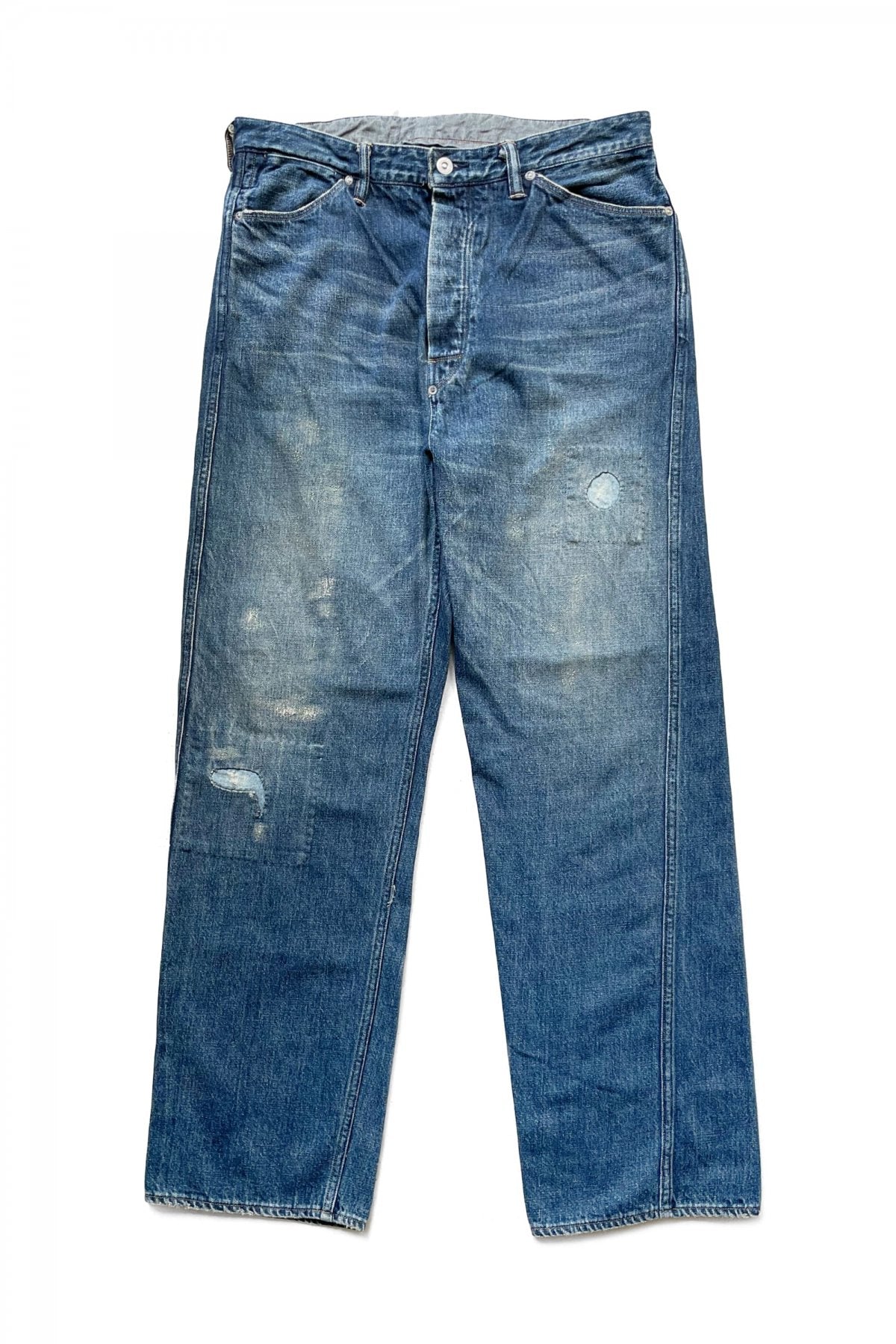 OLD JOE - PLEATED JEAN TROUSER "946" - SCAR FACE FADE INDIGO