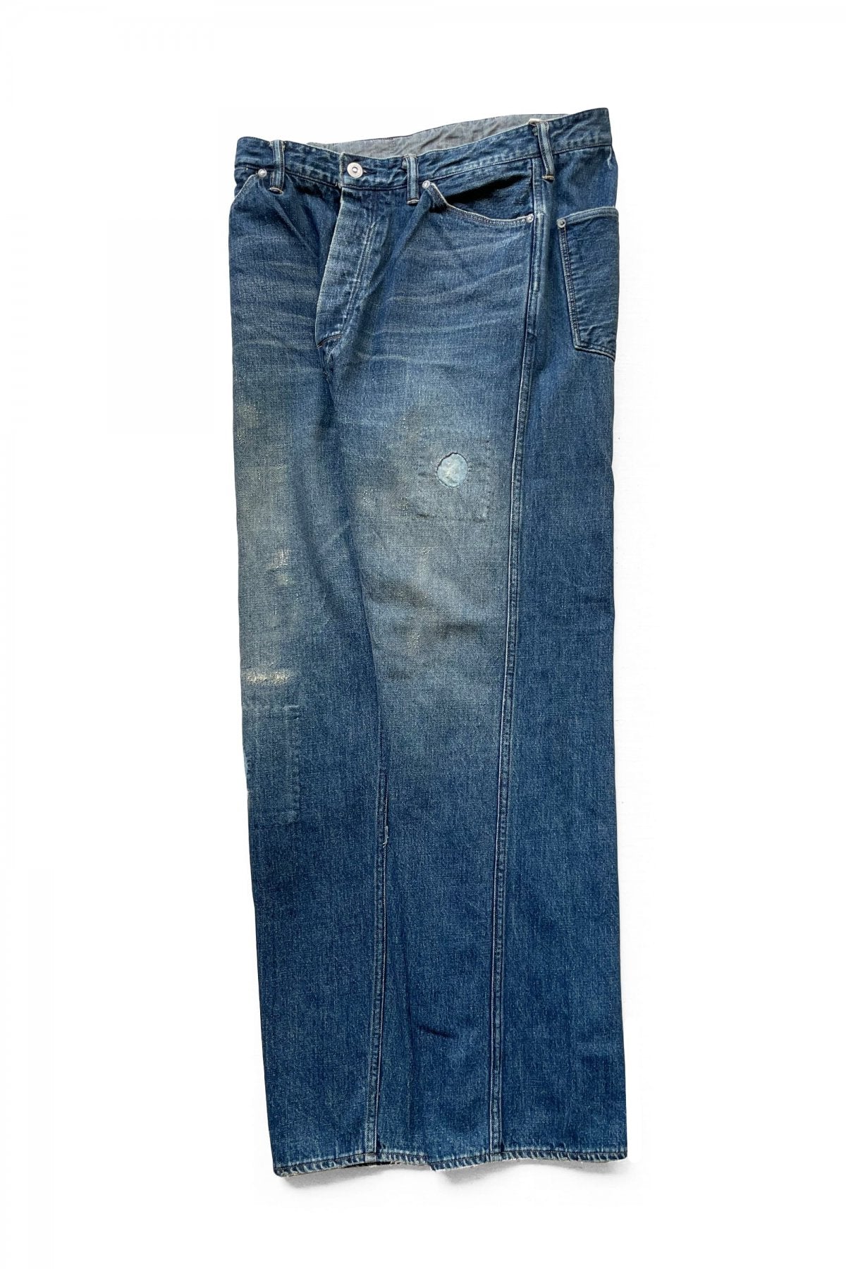 OLD JOE - PLEATED JEAN TROUSER "946" - SCAR FACE FADE INDIGO