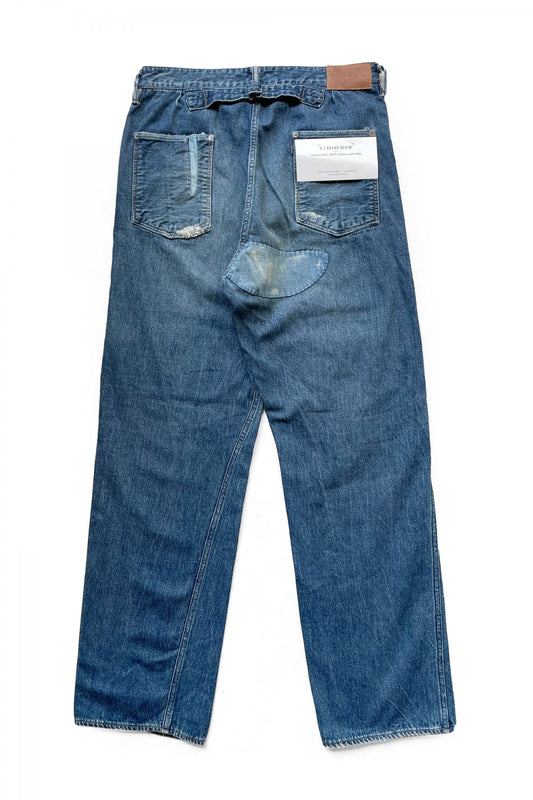 OLD JOE - PLEATED JEAN TROUSER "946" - SCAR FACE FADE INDIGO