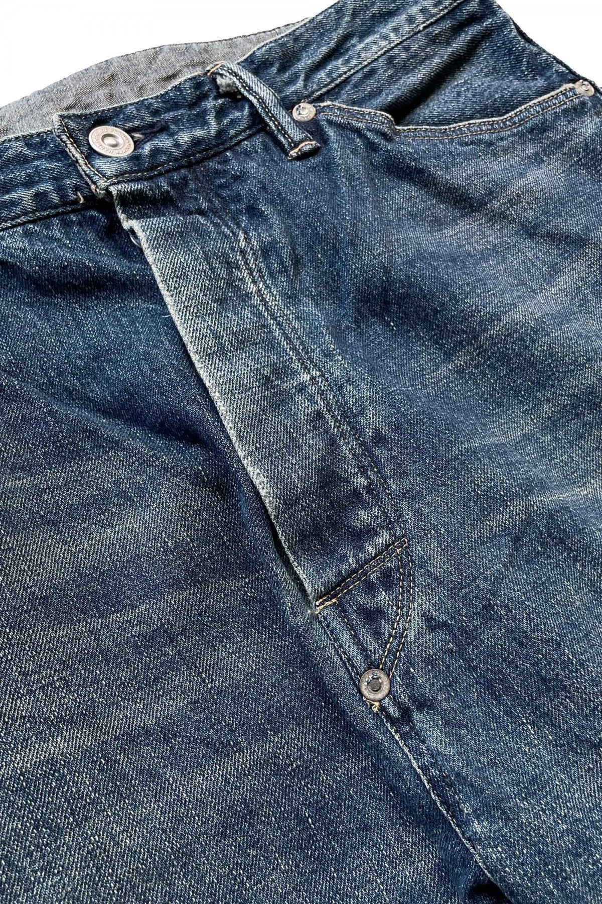 OLD JOE - PLEATED JEAN TROUSER "946" - SCAR FACE FADE INDIGO