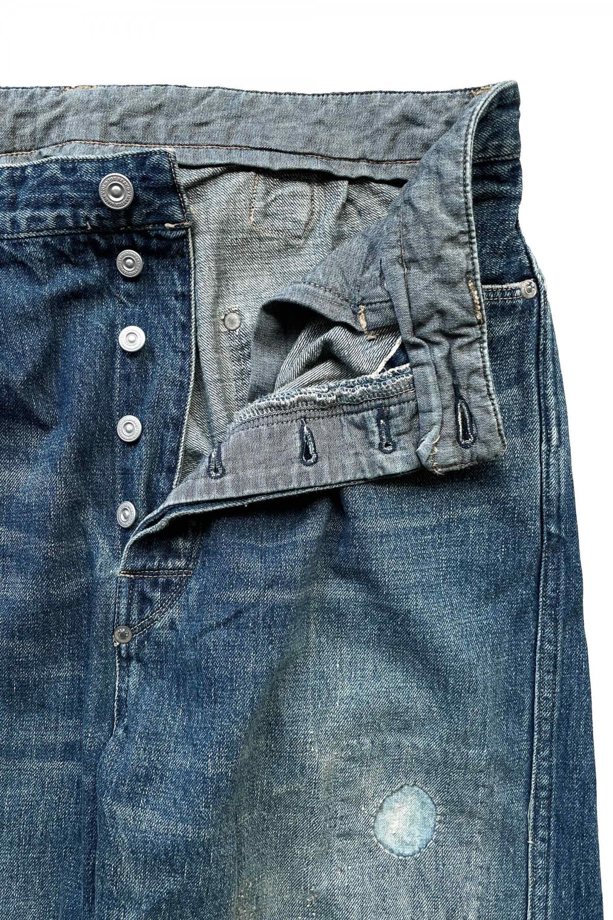 OLD JOE - PLEATED JEAN TROUSER "946" - SCAR FACE FADE INDIGO