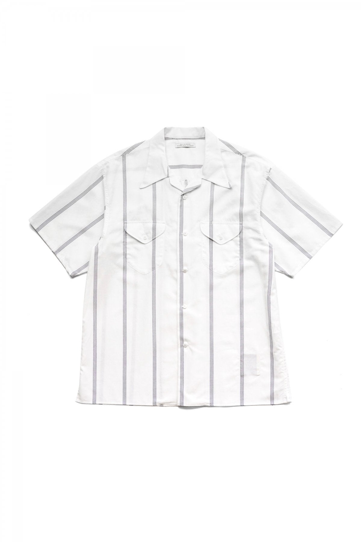 OLD JOE - SWALLOW COLLAR SPORTS SHIRTS S/S - RAW WHITE STRIPE