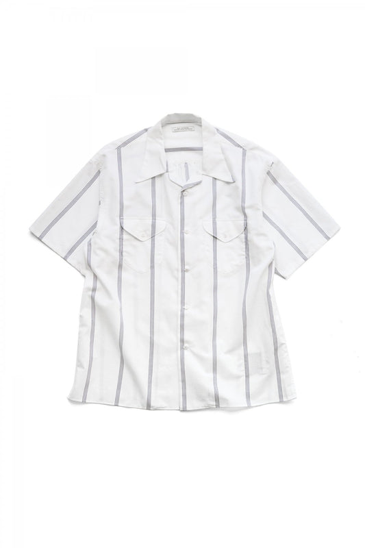 OLD JOE - SWALLOW COLLAR SPORTS SHIRTS S/S - RAW WHITE STRIPE