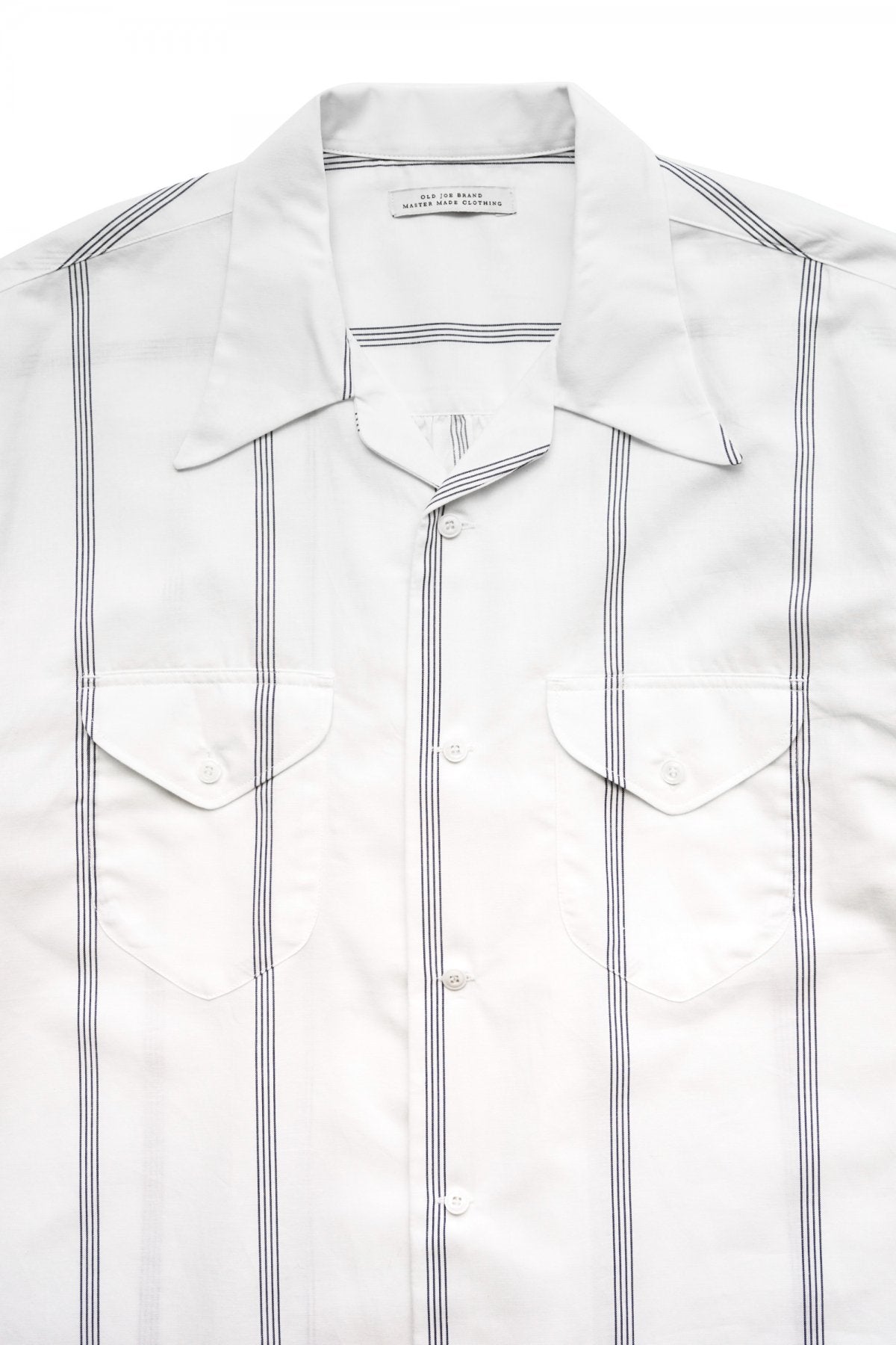 OLD JOE - SWALLOW COLLAR SPORTS SHIRTS S/S - RAW WHITE STRIPE