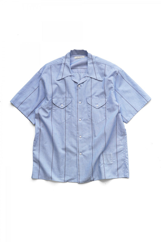 OLD JOE - SWALLOW COLLAR SPORTS SHIRTS S/S - AZUR STRIPE