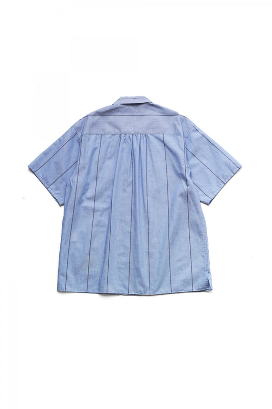 OLD JOE - SWALLOW COLLAR SPORTS SHIRTS S/S - AZUR STRIPE