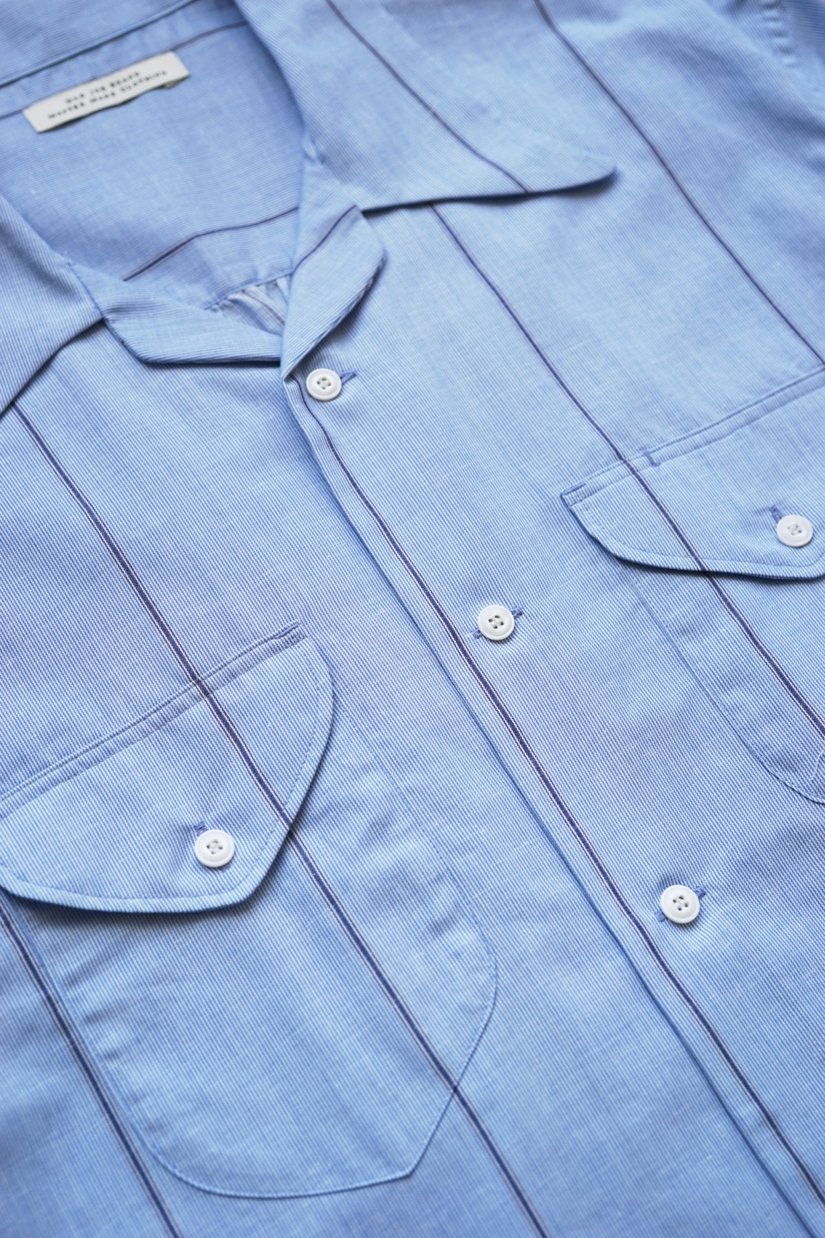 OLD JOE - SWALLOW COLLAR SPORTS SHIRTS S/S - AZUR STRIPE