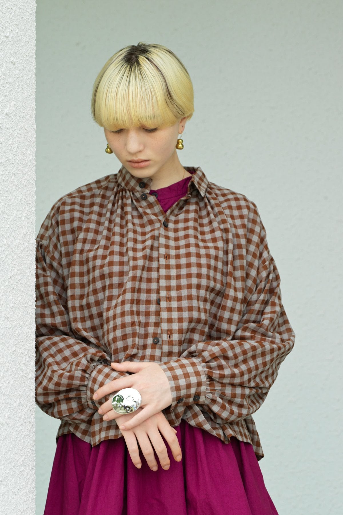 toogood - THE SHEPHERD SHIRT -  WOOL COTTON CHECK - SMOKE