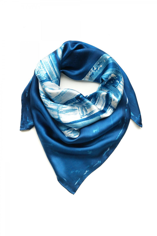 Porter Classic - SILK SCARF (PAINT BRUSH) - BLUE