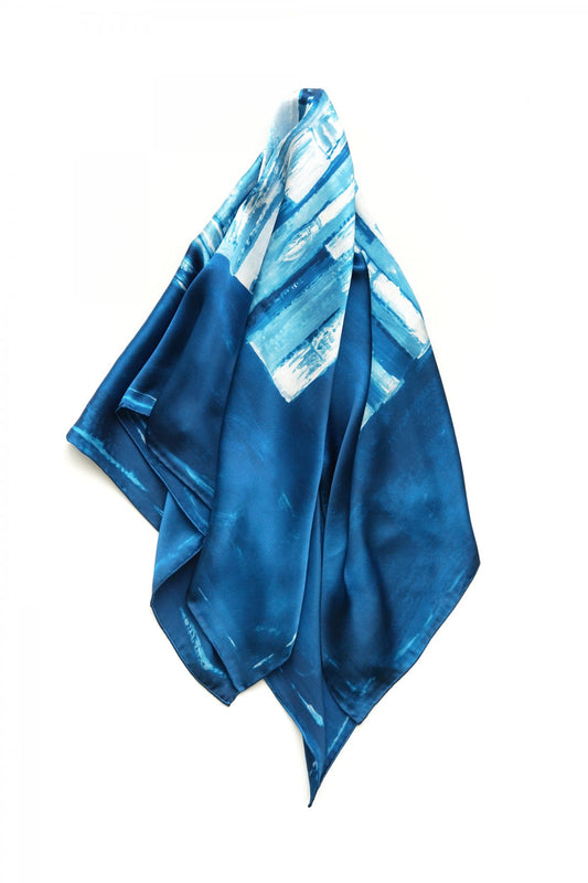 Porter Classic - SILK SCARF (PAINT BRUSH) - BLUE