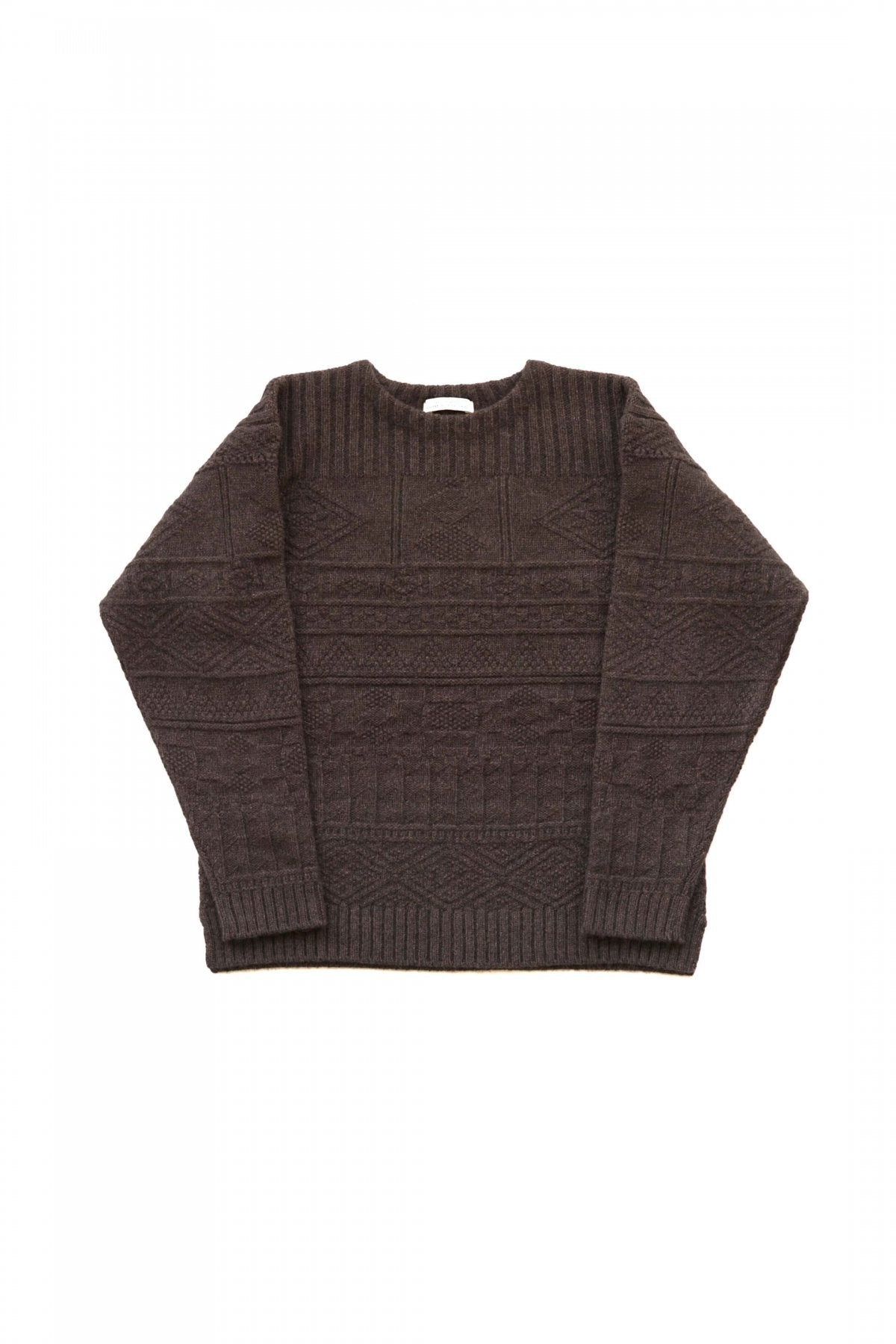 OLD JOE - GUERNSEY BOAT-NECK SWEATER - ESPRESSO