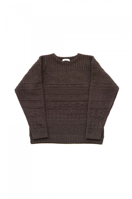 OLD JOE - GUERNSEY BOAT-NECK SWEATER - ESPRESSO