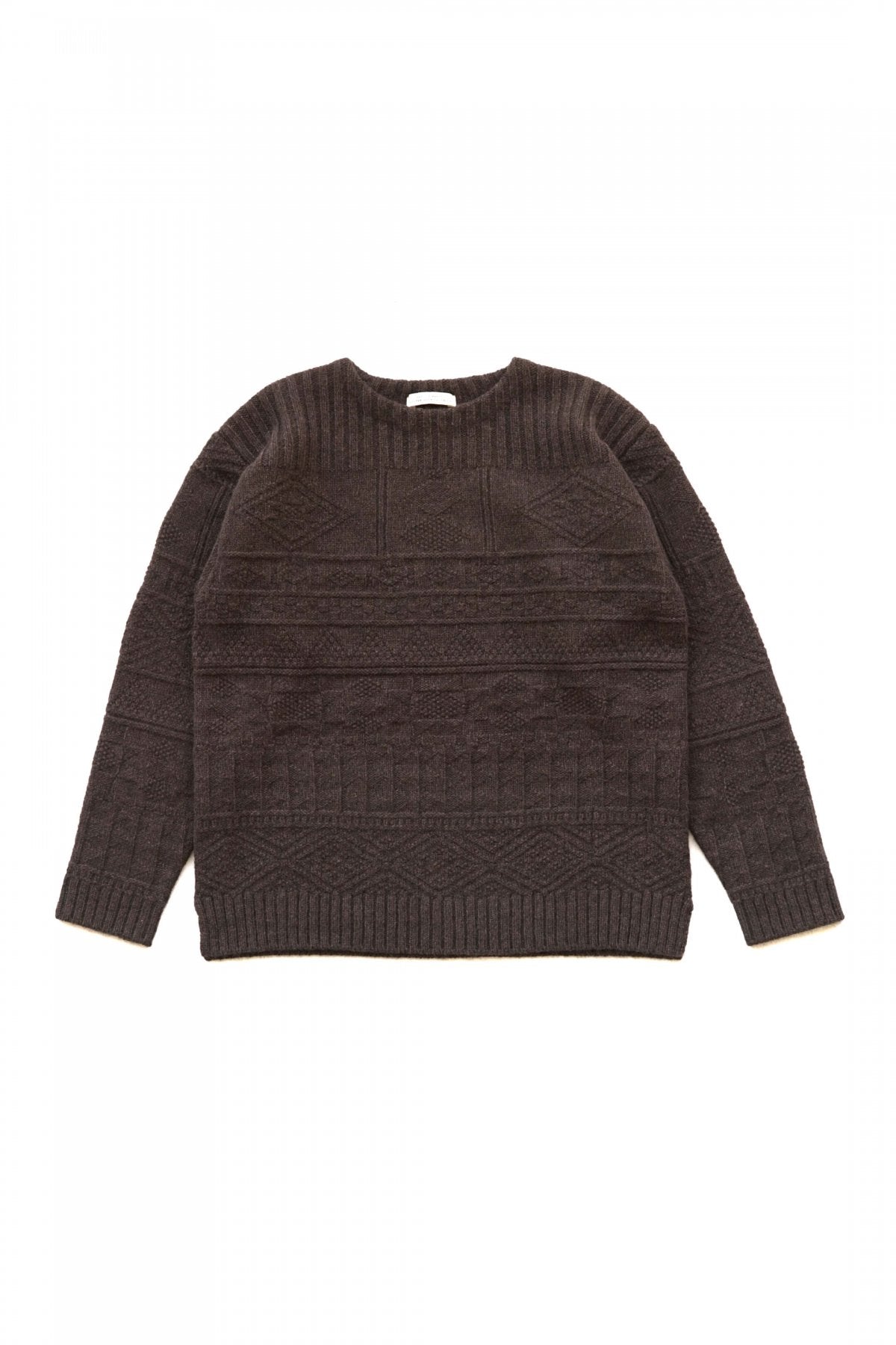 OLD JOE - GUERNSEY BOAT-NECK SWEATER - ESPRESSO