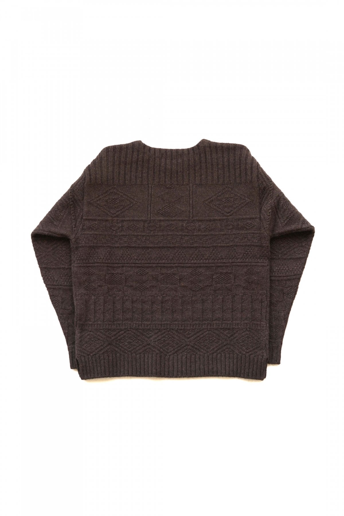 OLD JOE - GUERNSEY BOAT-NECK SWEATER - ESPRESSO