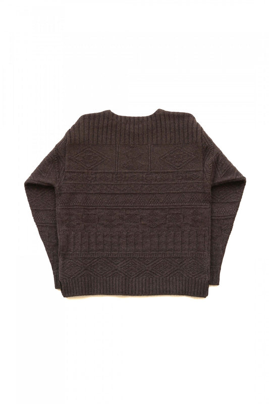 OLD JOE - GUERNSEY BOAT-NECK SWEATER - ESPRESSO