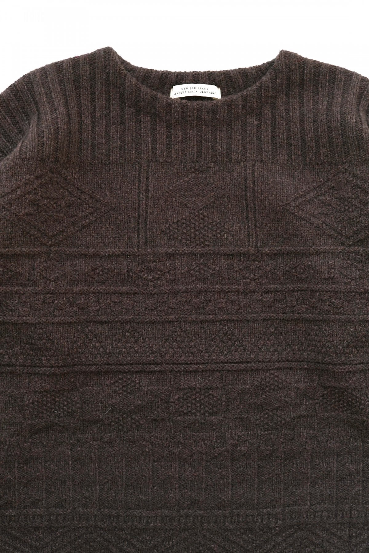 OLD JOE - GUERNSEY BOAT-NECK SWEATER - ESPRESSO