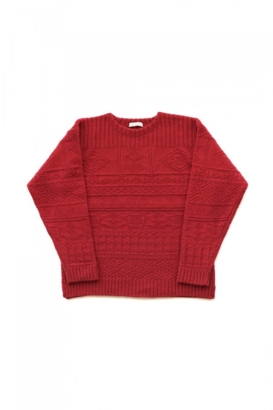 OLD JOE - GUERNSEY BOAT-NECK SWEATER - CAYENNE