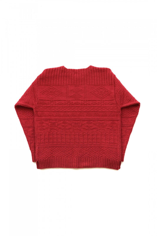 OLD JOE - GUERNSEY BOAT-NECK SWEATER - CAYENNE