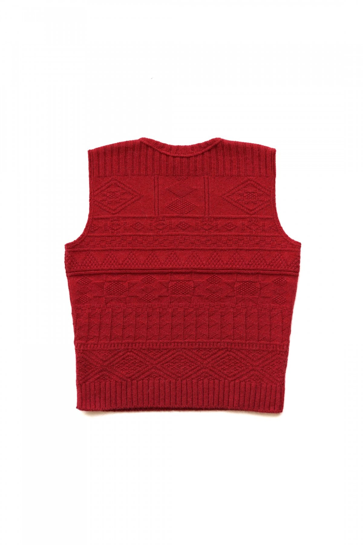 OLD JOE - GUERNSEY BOAT-NECK VEST - CAYENNE